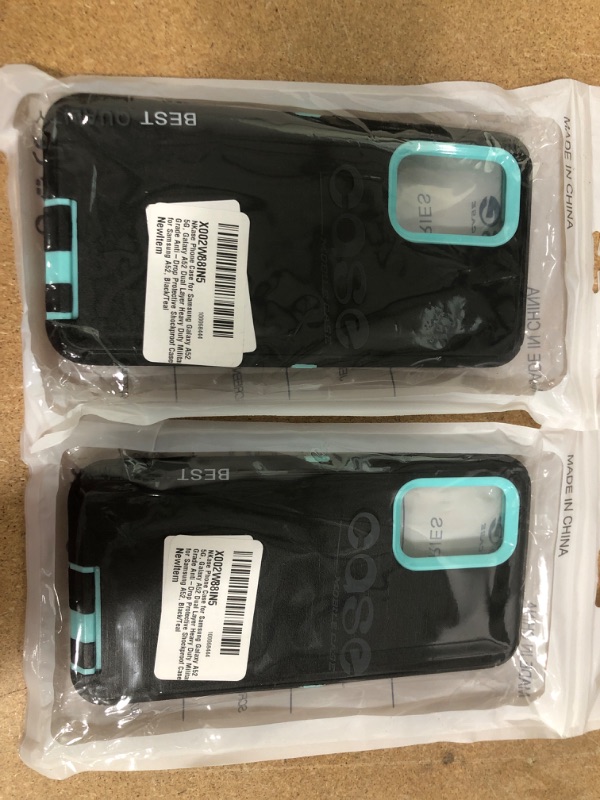 Photo 2 of NKase Phone Case for Samsung Galaxy A52 5G, Dual Layer Samsung A52 5G Case Heavy Duty Rugged Hybrid Military Grade Cover Protective Case for Galaxy A52 5G, Black/Teal - 2 pack