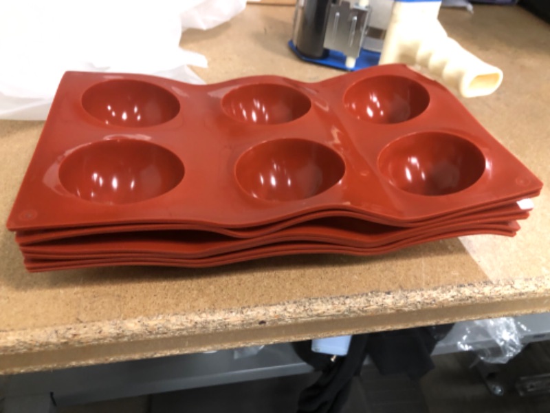 Photo 1 of 2 Pack 6-Cavity Semi Sphere Silicone Mold, Baking Mold for Making Hot Chocolate Bomb, Cake, Jelly, Dome Mousse (Brick Red) - 3 ct