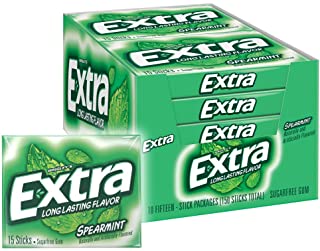 Photo 1 of bb jan 30 2023 - no refunds - EXTRA Spearmint Sugarfree Chewing Gum, 15 Pieces (Pack of 10) - 2 ct