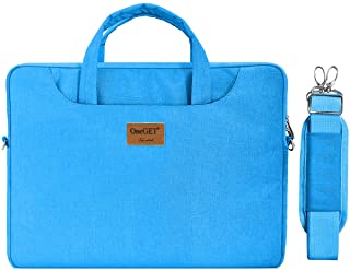 Photo 1 of OneGET Laptop Shoulder Bag Compatible with MacBook Pro 14 15.6 16Inch Notebook, Polyester Vertical Bright Fabric Watercolor Bag(14-15.6-16Inch, Linen Blue)
