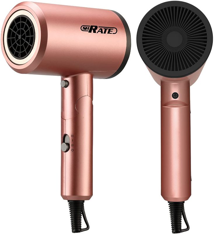 Photo 1 of SHRATE 1875W Folding Hair Dryer, Professional Ionic Blow Dryer with Magnetic Nozzles and Diffuser for Women Men, Powerful/Lightweight/Quiet/Travel Hair Dryers for Max Fast Drying, Rose Gold
