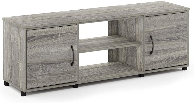 Photo 1 of Furinno Montale TV Stand with Doors for TV up to 65 Inch, Black Oak