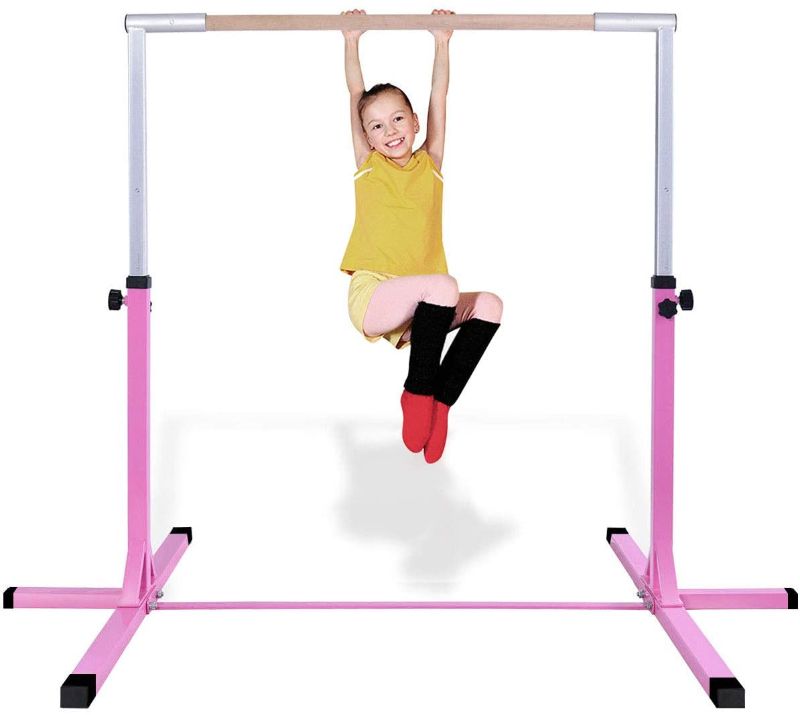 Photo 1 of Costzon Gymnastic Training Bar, 3' to 5' Height Adjustable 1-4 Levels Exercise Kip Bar w/Double Locking Mechanism, Ideal for Indoors, Home, Gym Practice, Junior Horizontal Bar for Boys& Girls
