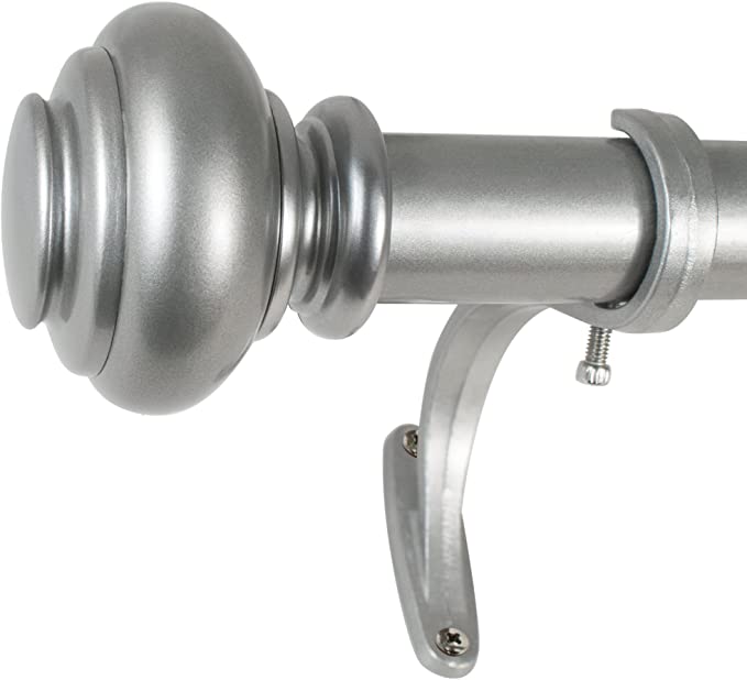 Photo 1 of Decopolitan 278656836 1-Inch Urn Single Window Treatment Rod Set, 36 to 72-Inch, Antique Silver

