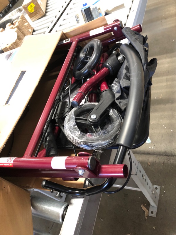 Photo 2 of Medline Steel Rollator Walker Burgundy 350 lbs Capacity