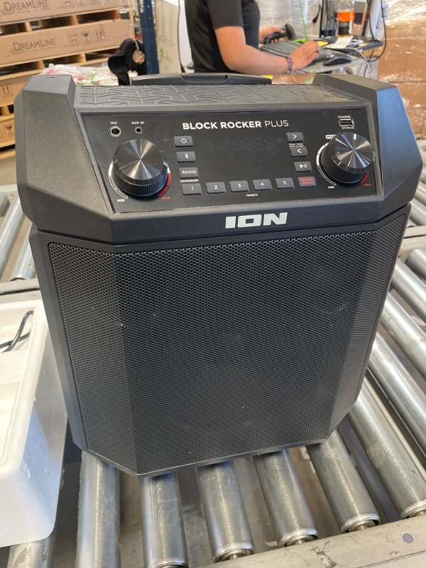 Photo 2 of ION Audio Block Rocker Plus - Portable Bluetooth Speaker 100W W/Battery, Karaoke Microphone, AM FM Radio, Wheels & Telescopic Handle and USB Charging
