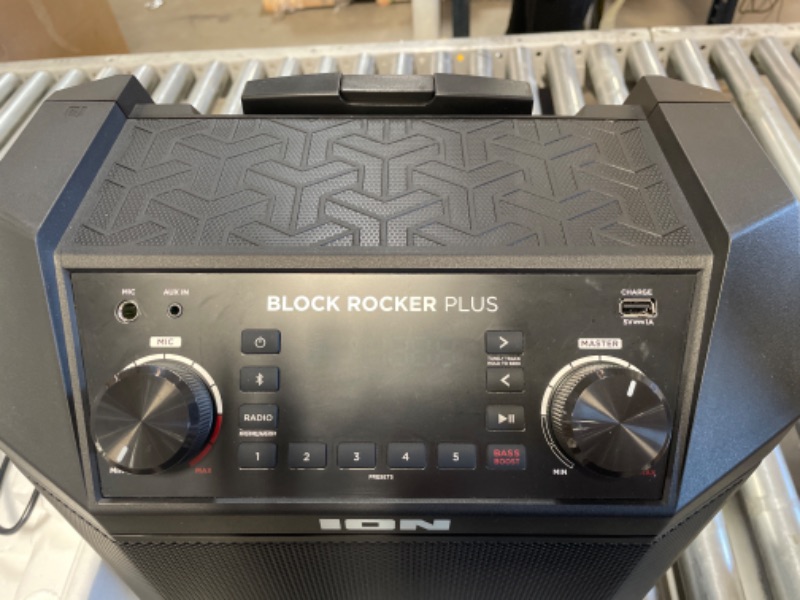 Photo 4 of ION Audio Block Rocker Plus - Portable Bluetooth Speaker 100W W/Battery, Karaoke Microphone, AM FM Radio, Wheels & Telescopic Handle and USB Charging
