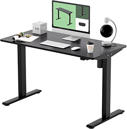 Photo 1 of FLEXISPOT EG1 Standing Desk Height Adjustable Desk Electric Sit Stand Up Desk with Splice Board Home Office Desks 48 x 24 Inches Splice Board (Black Frame + Black Top)
