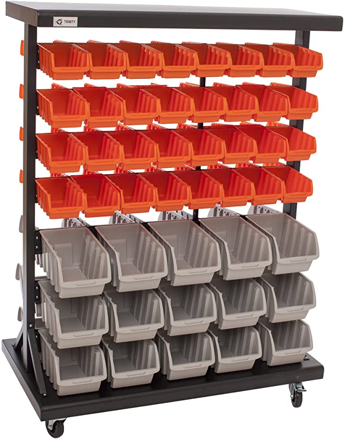 Photo 1 of TRINITY Dual-Sided Mobile, Black Rolling Bin Rack
