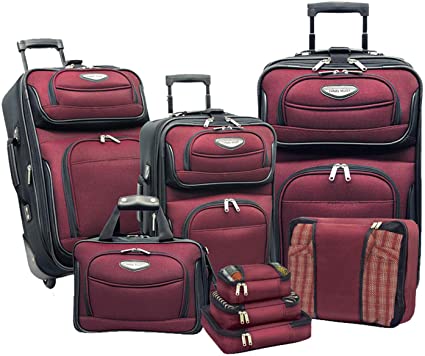 Photo 1 of Travel Select Amsterdam Expandable Rolling Upright Luggage, Burgundy, 8-Piece Set
