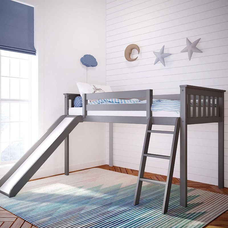 Photo 1 of *INCOMPLETE BOX 1 OF 2* Max & Lily Twin Low Loft Bed with Slide, Grey
