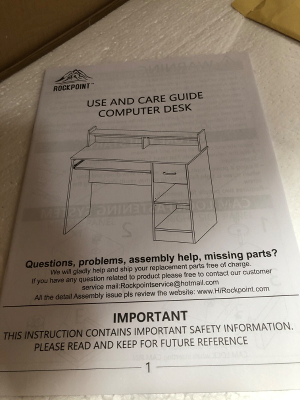 Photo 3 of ROCKPOINT Axess Computer Desk with Keyboard Tray,Black
