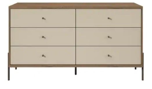 Photo 1 of *INCOMPLETE BOX 1 OF2* Joy 59 in. Wide Off-White 6-Drawer Double Dresser
