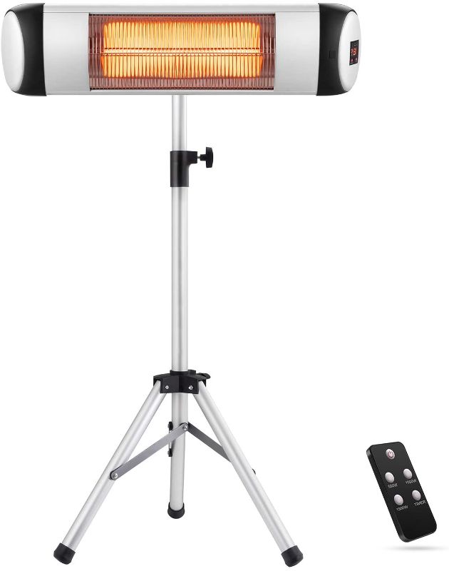 Photo 1 of **PARTS ONLY**Electric Patio Heater, Outdoor/Indoor Electric Infrared Heater Freestanding&Wall Mounted Space Heater for Garden, Balcony, Garage with Waterproof Aluminum Pole & Remote Control