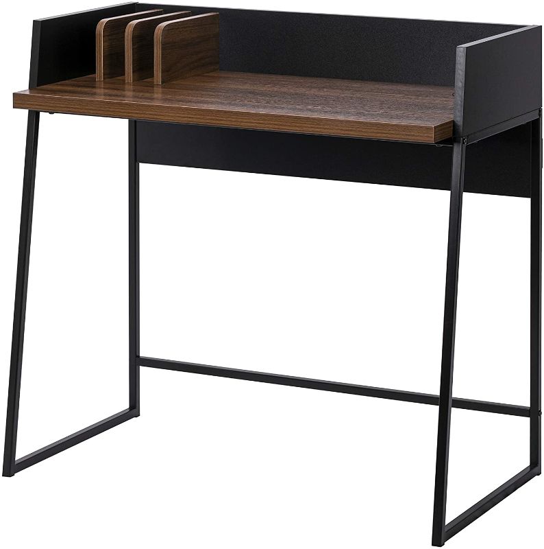 Photo 1 of Spirich Small Computer Desk with Hutch 35 inches,Home Office Writing Desk with Hutch for Small Spaces, Walnut Finish
