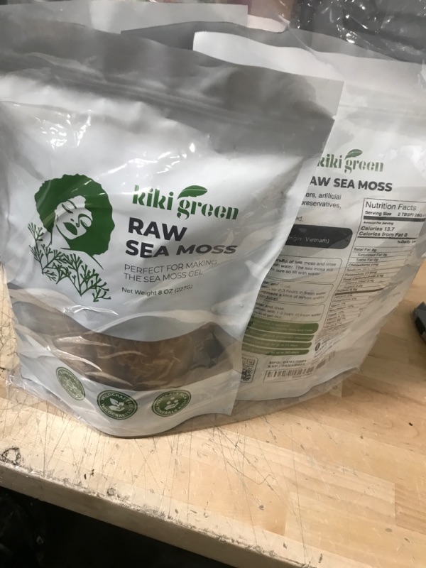 Photo 2 of **NO REFUNDS**
**EXPIRES 04/01/2024**
KIKI Green Sea Moss Raw | Pure 100% Wildcrafted and Sun-dried | Easy to Prepare Seamoss Gel for Masks Smoothies | Packed with Vitamins, Minerals for Immune Support Digestion Thyroid 8 oz 4 PACKS