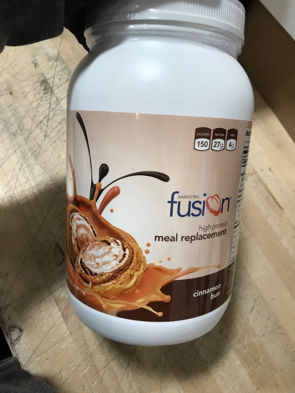 Photo 2 of **EXPIRATION 03/22**
**NO REFUNDS**
Bariatric Fusion Cinnamon Bun High Protein Meal Replacement is the first bariatric specific protein supplement designed using the knowledge of a tea