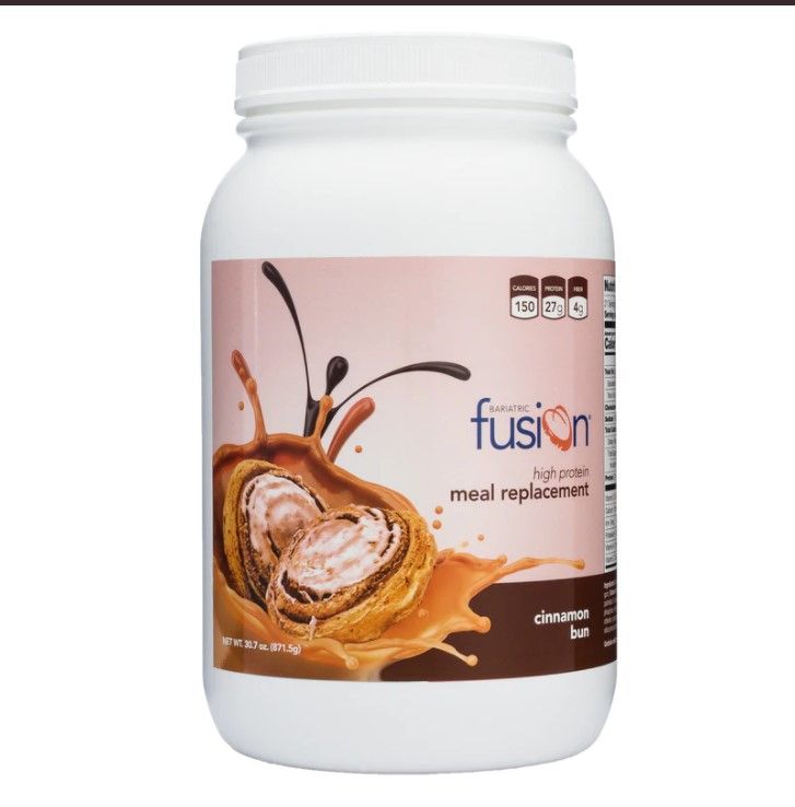 Photo 1 of **EXPIRATION 03/22**
**NO REFUNDS**
Bariatric Fusion Cinnamon Bun High Protein Meal Replacement is the first bariatric specific protein supplement designed using the knowledge of a tea