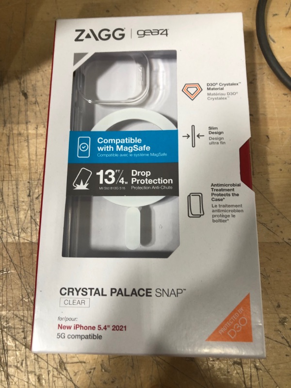 Photo 1 of Gear4 Crystal Palace Snap Case - Crystal Clear Impact Protection with MagSafe Compatibility for Apple iPhone 13 Mini - Clear (702008198)
