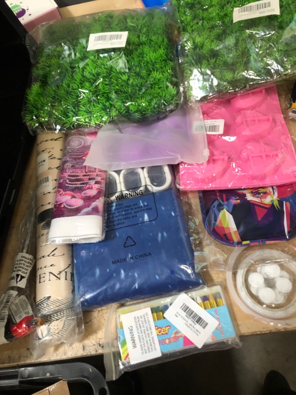 Photo 1 of **NOT REFUNDABLE**  BUNDLE OF ASSORTED ITEMS (NAIL KIT, ARTIFICIAL GRASS, SHOWER CURTAIN ETC..)