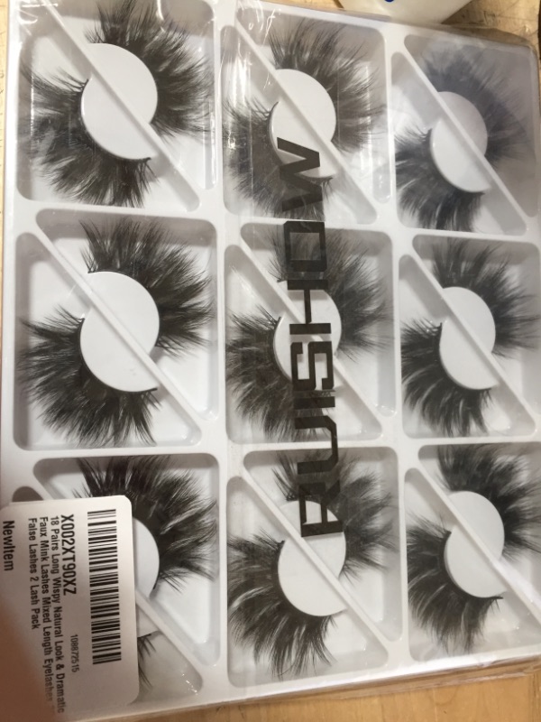 Photo 2 of 18 Pairs Long Wispy Natural Look & Dramatic Faux Mink Lashes Mixed Length Eyelashes 3D False Lashes 2 Lash Pack
