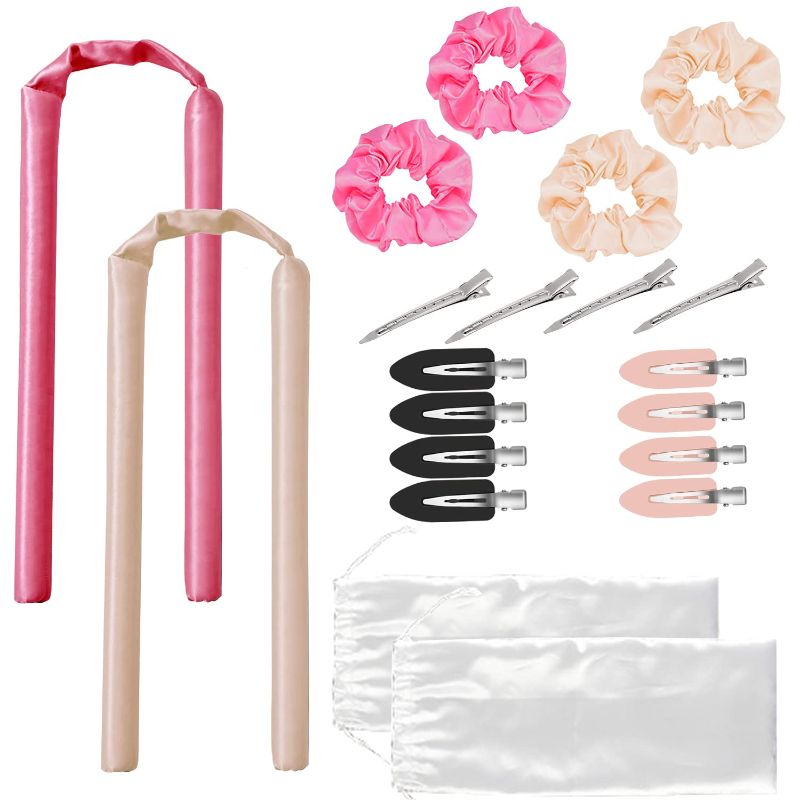 Photo 1 of 2Pack Heatless Curling Rod Headband, Non-Silp No Heat Curls Hair Rollers Band, Sleeping Silk Ribbon Hair Curlers, DIY Hair Styling Tools Accessories
