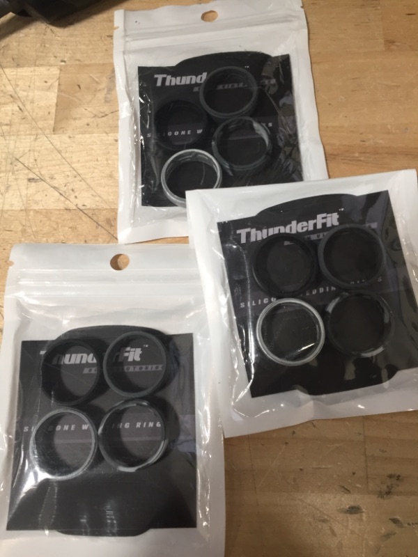 Photo 2 of ThunderFit Silicone Rings for Men - 7 Rings / 4 Rings / 1 Ring - Breathable Patterned Design Sleek Step Edge 8mm Width - 2.2mm Thickness-Size 11 
set of 3