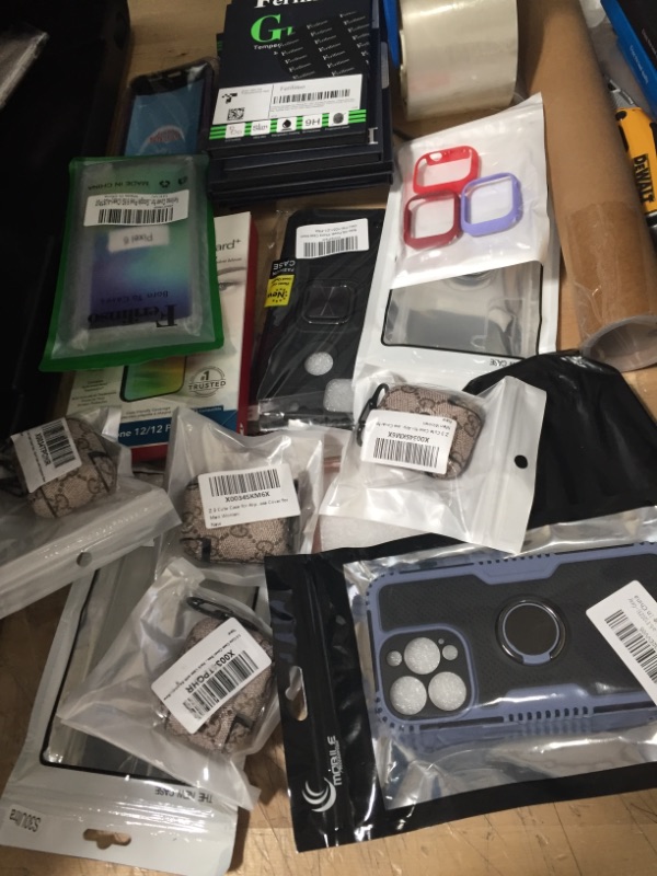 Photo 1 of **NOT REFUNDABLE** BUNDLE OF ASSORTED PHONE CASES, GLASS SCREEN PROTECTORS AND AIRPOD CASES