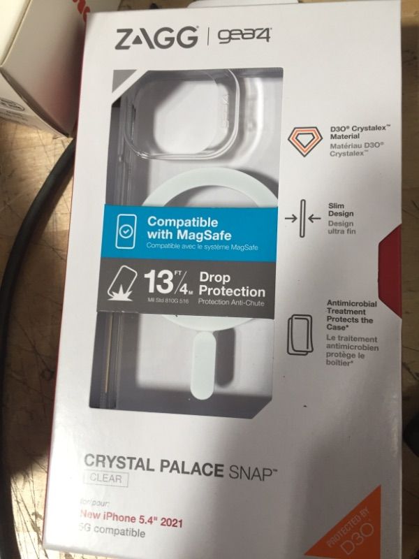 Photo 2 of Gear4 Crystal Palace Snap Case - Crystal Clear Impact Protection with MagSafe Compatibility for Apple iPhone 13 Mini - Clear (702008198)
