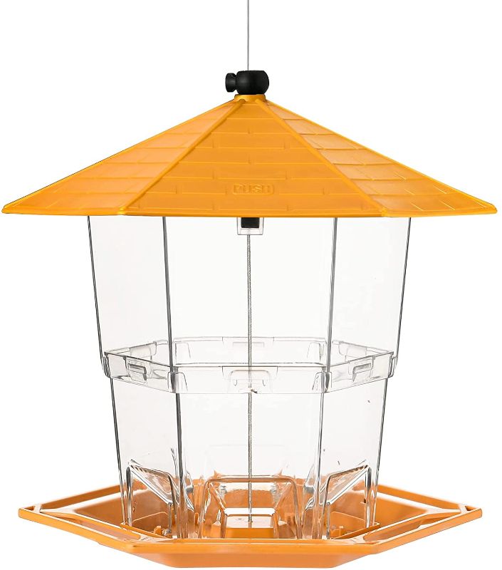 Photo 1 of Jealoeur Bird Feeders for Outside Bird Feeder Wild Bird Seed for Outside Feeders, Squirrel Proof Bird Feeders for Outside and Garden Decoration Yard for Bird Watchers (Yellow Gold)
