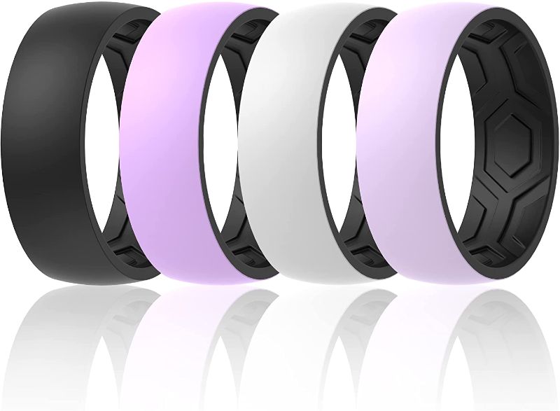 Photo 1 of ThunderFit Silicone Wedding Rings Men and Women, 2 Layer Top Design - 7mm Width 1.8mm Thick-size 8 
