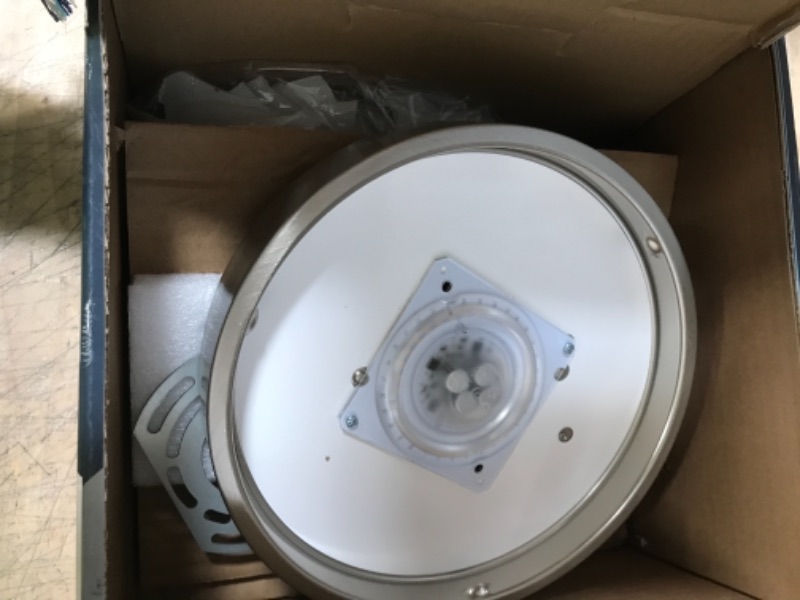 Photo 2 of *READ BELOW** Hampton Bay Hanafin 9 in. 100-Watt Equivalent Brushed Nickel Selectable Integrated LED Flush Mount with Glass Shade and Pull Chain
