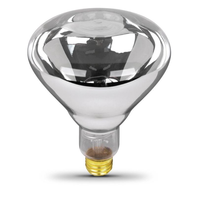 Photo 1 of 120-Watt Equivalent BR40 Dimmable Soft White Reflector LED (2-Pack) - 2700K - BUNDLED WITH - Feit Electric 250-Watt Clear BR40 Dimmable Incandescent 120-Volt Infrared Heat Lamp Light Bulb (1-Bulb)

