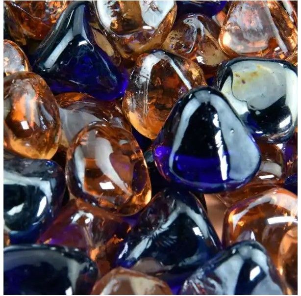 Photo 1 of 10 lbs. of Marmalade Skies 1 in. Blended Fire Glass Diamonds - BUNDLED WITH - Feit Electric 60-Watt Equivalent A15 E12 Candelabra Dimmable CEC Clear Glass LED Ceiling Fan Light Bulb in Daylight (2-Pack) - BUNDLED WITH - Danco 88820 2.5 in. Lavatory Mesh S