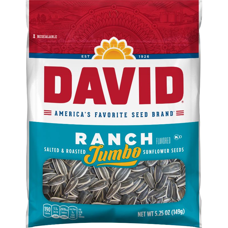 Photo 1 of *EXP DATE 04/26/22** David Jumbo Roasted & Salted Ranch Sunflower Seeds 5.25 Oz. - SET OF 8 
