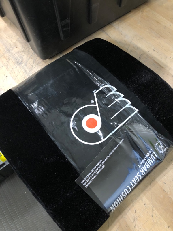 Photo 2 of Fremont Die NHL Philadelphia Flyers Lumbar Seat Cushion, Fits Most Automobile Seats with Elastic Strap, Black/Team Colors
