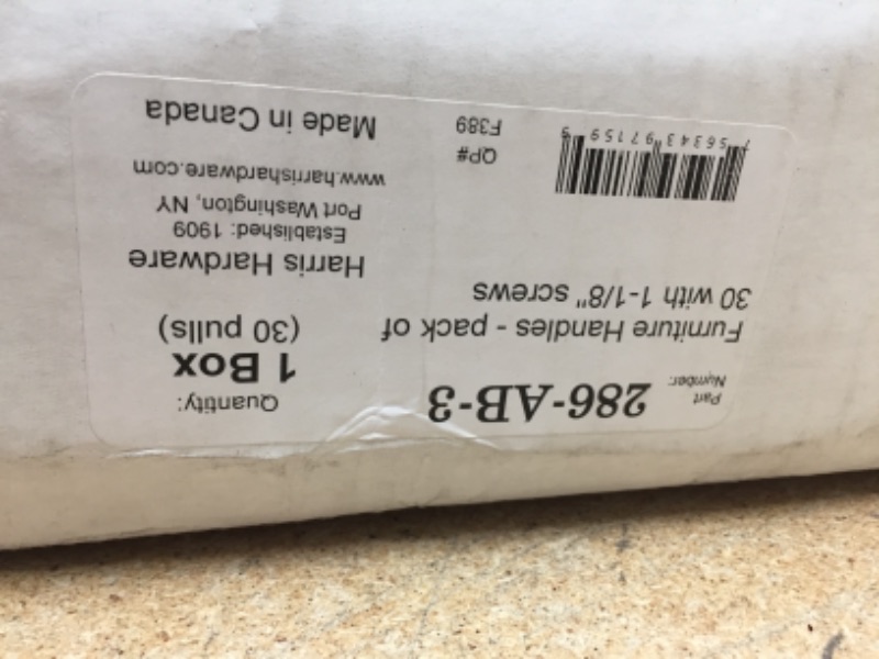 Photo 1 of **GENERAL POST**NO STOCK PHOTO FOUND
Harris Hardware Furniture Handles -Pack of 30 with 1-1/8'' screw