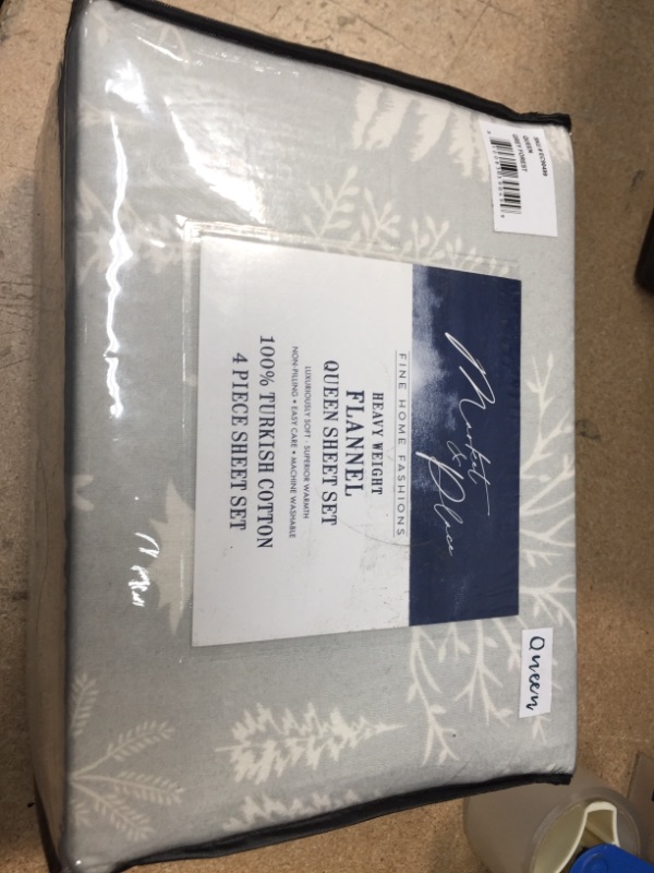 Photo 2 of  MARKET & PLACE Flannel Collection - 100% Premium High Quality Cotton Bedding Sheet Set, Pre-Shrunk & Brushed For Extra Softness, Comfort, and Cozy Feel - Grey Frost (Queen)