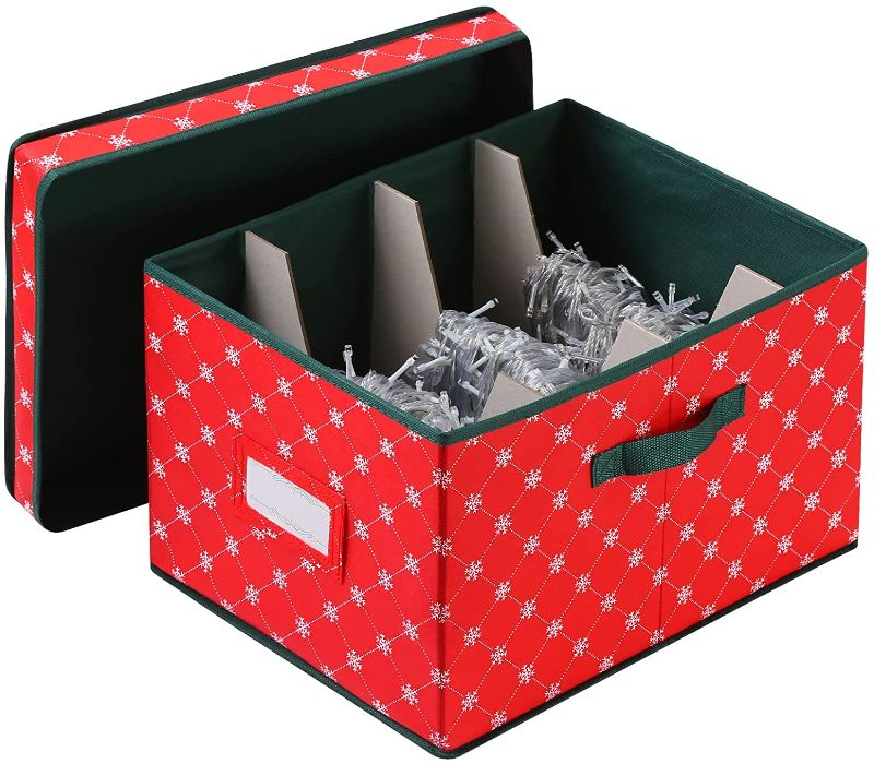 Photo 1 of **SET OF 2**
HERNEAT Christmas Light Storage Box with 3 Cardboard Wraps Christmas Holiday Light Bulbs Storage Containers Xmas Light Storage Boxes Bins Organizers (Red)