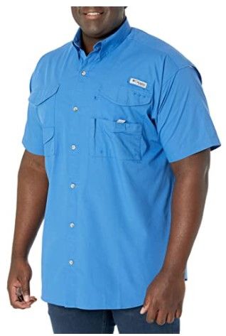 Photo 1 of Columbia Men's Bonehead Icon Short Sleeve Shirt, Vivid Blue/Livin Easy Graphic, XX-Large
