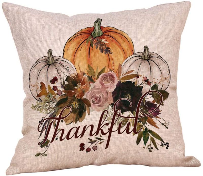 Photo 1 of **SET OF 3**
Homesister RMHS 18x18 Inch Fall Autumn Pumpkin Maple Leaves Thanksgiving Day quare Linen Burlap Throw Pillow Case with Zipper, Decorative Pillow Cover for Couch, Car, Bedrooms and Sofas