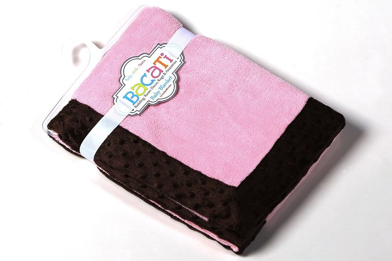 Photo 1 of **SET OF 2**
Bacati - Metro Pink/Chocolate Velor Plush Blanket
