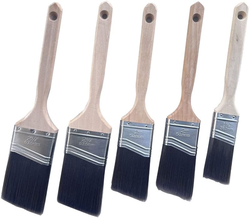 Photo 1 of **PACK OF 2**
Sash Angled Paint Brushes Set of5 Pcs ,2 Large Sash Brush 2 1/2 inch , 2 Long Wood Handle House Paint Brush 2 inch, 1 Trim Paint Brush 1 1/2 inch
