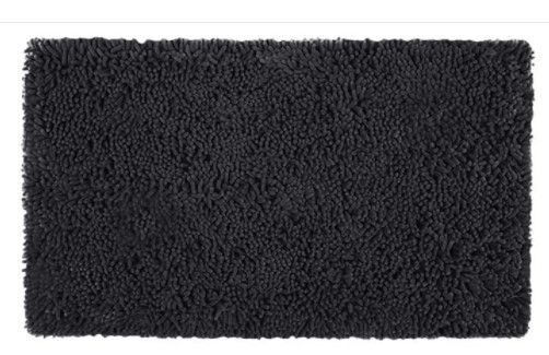 Photo 1 of  Ultra Soft Non Slip and Absorbent Chenille Bath Rug, Black
