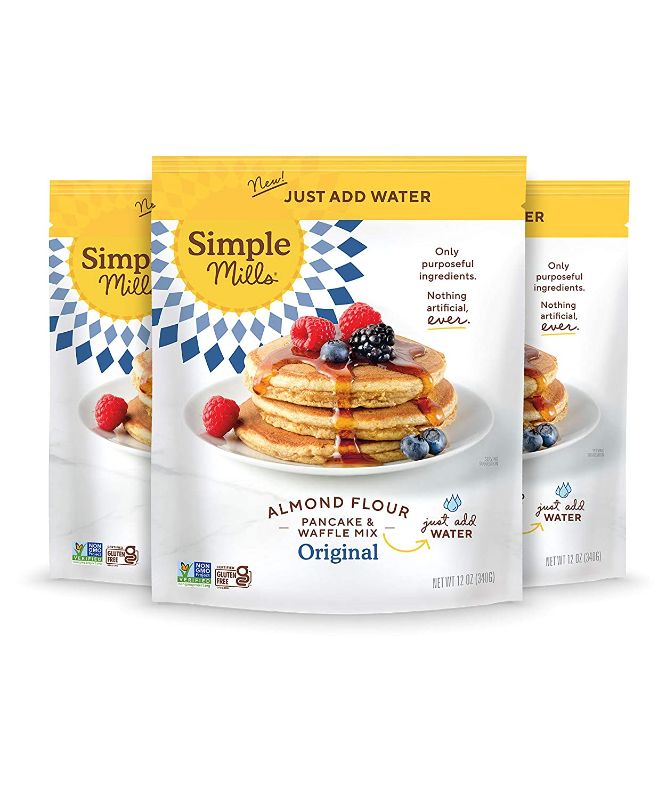 Photo 1 of **BEST BY 02-12-2022**Simple Mills Just Add Water Almond Flour Pancake & Waffle Mix, Gluten Free, Good for Breakfast, Nutrient Dense, 12oz, 3 Count**NON-REFUNDABLE**
