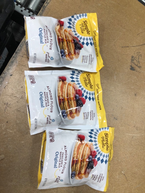 Photo 2 of **BEST BY 02-12-2022**Simple Mills Just Add Water Almond Flour Pancake & Waffle Mix, Gluten Free, Good for Breakfast, Nutrient Dense, 12oz, 3 Count**NON-REFUNDABLE**
