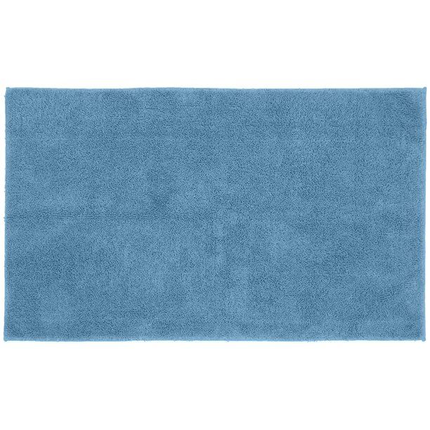 Photo 1 of 30 in. x 50 in. Washable Bath Rug Sky Blue