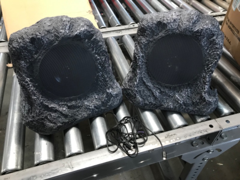 Photo 2 of ***PARTS ONLY*** it.innovative technology Outdoor Rock Speaker Pair - Wireless Bluetooth Speakers for Garden, Patio, Waterproof Design, Built for all Seasons, Rechargeable Battery, Wireless Music Streaming, Charcoal
