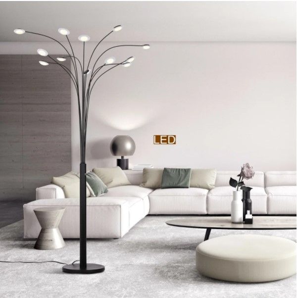 Photo 1 of the base is dented and scratched.*** Artiva "Quan Money Tree" 12-Light 48W 84" LED Floor lamp with Dimmer
