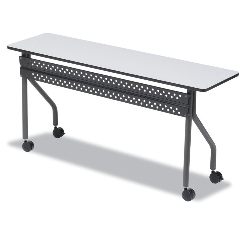 Photo 1 of OfficeWorks Mobile Training Table, Rectangular, 72w X 18d X 29h, Gray/Charcoal
